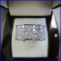 2Ct Real Moissanite Men's Cluster Engagement Ring 14K White Gold Plated Silver