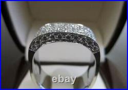 2Ct Real Moissanite Men's Cluster Engagement Ring 14K White Gold Plated Silver