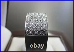 2Ct Real Moissanite Men's Cluster Engagement Ring 14K White Gold Plated Silver