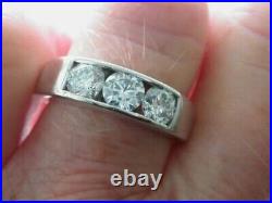 2Ct Real Moissanite Men's Solitaire Engagement Ring 14K White Gold Plated Silver