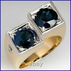 2Ct Round Lab-Created Sapphire Men's Vintage Wedding Ring 14K Yellow Gold Plated