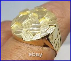 2Ct Round Nuget Simulated New style Men's Ring 14K Yellow Gold Finish