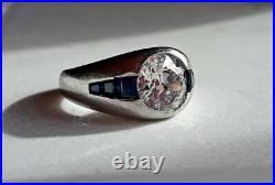 2Ct Round Real Moissanite Men's Solitaire Engagement Ring 14K White Gold Plated