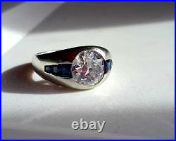 2Ct Round Real Moissanite Men's Solitaire Engagement Ring 14K White Gold Plated