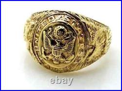 2Ct US Army Vintage Mens Customize Aggie Ring Military Ring 14k Yellow Gold Over