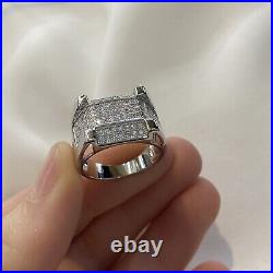 2Ct VVS1 Moissanite Men's Wedding Engagement Pinky Pave Ring White Gold Plated