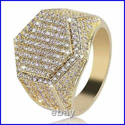 2.00Ct Round Real Moissanite Engagement Pinky Ring 14K Yellow Gold Plated Silver