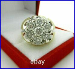 2.00 CT Lab-Created Diamond Cluster Men's Engagement Ring 14k Yellow Gold Plated
