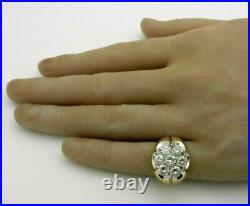 2.00 CT Lab-Created Diamond Cluster Men's Engagement Ring 14k Yellow Gold Plated
