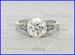 2.00 Ct Round Cut Diamond Vintage Style Engagement Ring In 14K White Gold Finish