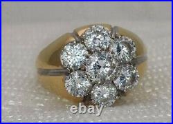 2.0Ct Round Cut Real Moissanite Cluster Wedding Band Ring 14k Yellow Gold Plated