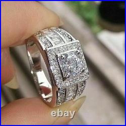 2.10CT Round Cut Simulated DiamondMen's Wedding Engagement Ring 925 Silver Gift