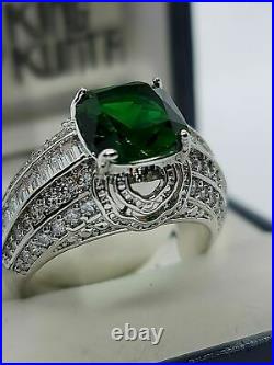 2.1Ct Emerald Men's Vintage Filigree Engagement & Wedding Ring 14K White Gold