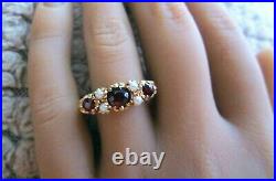 2.20CT Round Lab-Created Red Garnet & Pearls Vintage Ring 14K Rose Gold Plated
