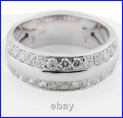 2.20 Ct Lab Created Diamond Men's Wedding Band Ring 14K White Gold Plated Silver