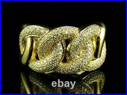 2.25Ct Round Cut Diamond 14K Yellow Gold Over Miami Cuban Link Men's Pinky Ring