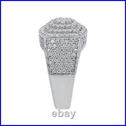 2.25 Ct Big Moissanite Iced Out Hip Hop Ring for Men, 925 Sterling Silver Ring