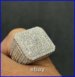 2.50Ct Round Real Moissanite Men's Cluster Engagement Ring 14K White Gold Plated