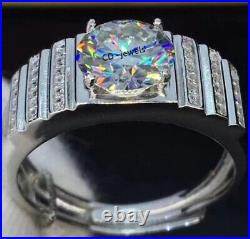 2.55ct Round Natural Moissanite Men's Vintage Statement Wedding Ring 925 Silver