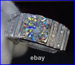2.55ct Round Natural Moissanite Men's Vintage Statement Wedding Ring 925 Silver