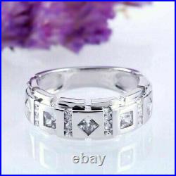 2.73 Ct Princess Simulated Diamond Men's Half Eternity Ring 925 Sterling Silver