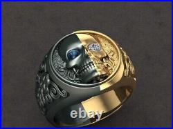 2.75 Ct Men's Simulated Diamond Skull Ring 14k White Gold Plated Sterling Silver