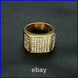 2 CT Round Cubic Zirconia Men's Ring Engagement Ring Yellow Gold Plated