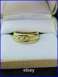 2 Ct Lab Created Diamond Men's Wedding Band Ring 14K Yellow Gold Plated Silver