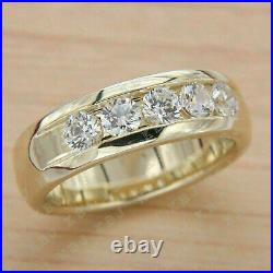 2 Ct Lab Created Diamond Men's Wedding Band Ring 14k Yellow Gold Plated Silver