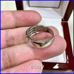 2 Ct Real Moissanite Men's Wedding Band Engagement Ring 14k White Gold Plated