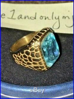 (2) Vintage Men's Rings SS / Gold Genuine Aquamarine & Diamonds Sz 8, 11 RARE