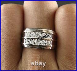 2ct Round Genuine Moissanite Men's Vintage Wedding Ring White Gold Plated Silver