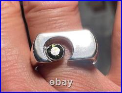 35 Ct Meteorite Moldavite Tektite 925 Sterling Silver Mens Ring Sz 8.5, 10+gr
