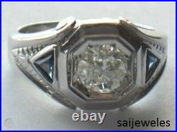 3CT Lab-Created Round Cut Diamond Men's Vintage Wedding Ring 14K White Gold Over