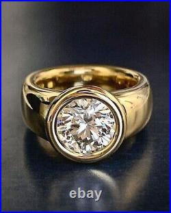 3CT natural Round Cut Vintage Men' Moissanite Pinky Ring 14K Yellow Gold Plated