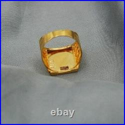 3Ct Lab Created Edwardian Art Vintage Design Men's Ring 14K Yellow Gold Plated