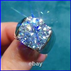 3Ct Round Cut Moissanite Men's Solitaire Engagement Ring 14K White Gold Plated