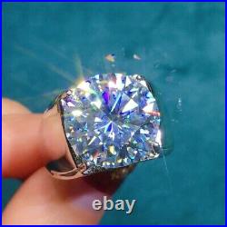 3Ct Round Cut Moissanite Men's Solitaire Engagement Ring 14K White Gold Plated