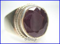 3.75ct Vintage Natural Ruby Sterling Silver Mens Ring 10/ T1/2