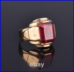 3 CT Simulated Red Garnet 925 Silver Vintage Ring Men's Band Gold Plated Silver