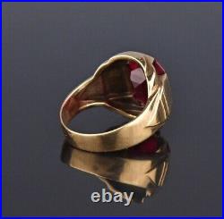 3 CT Simulated Red Garnet 925 Silver Vintage Ring Men's Band Gold Plated Silver