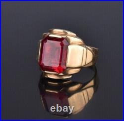 3 CT Simulated Red Garnet Vintage Ring Men's Band Gold Plated 925 Silver