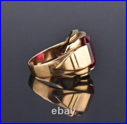 3 CT Simulated Red Garnet Vintage Ring Men's Band Gold Plated 925 Silver