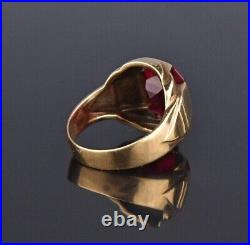 3 CT Simulated Red Garnet Vintage Ring Men's Band Gold Plated 925 Silver