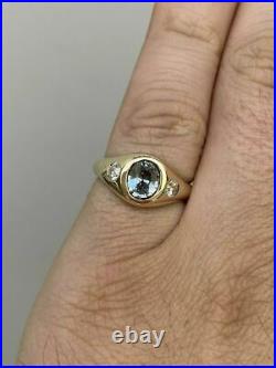 3ct Oval Aquamarine Men's Wedding Engagement Vintage Ring 18k Yellow Gold Finish