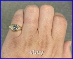 3ct Oval Aquamarine Men's Wedding Engagement Vintage Ring 18k Yellow Gold Finish