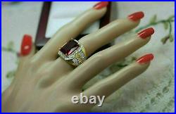 4.00 CT Red Ruby Men's Antique Art Deco Vintage Band Ring 14k Yellow Gold Finish
