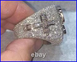 4.0CT Round & Baguette Cut Real Moissanite Men's Custom Letter Ring 925 Silver