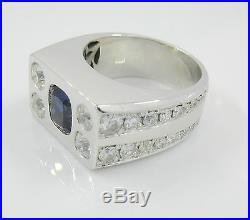 4.29 Vintage 14k White Gold Sapphire Old Mine Diamond Mens Ring Appraisal $10100