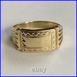 4.32g Vintage 9ct Gold Signet Ring Mens Gents Retro 1969 Size T